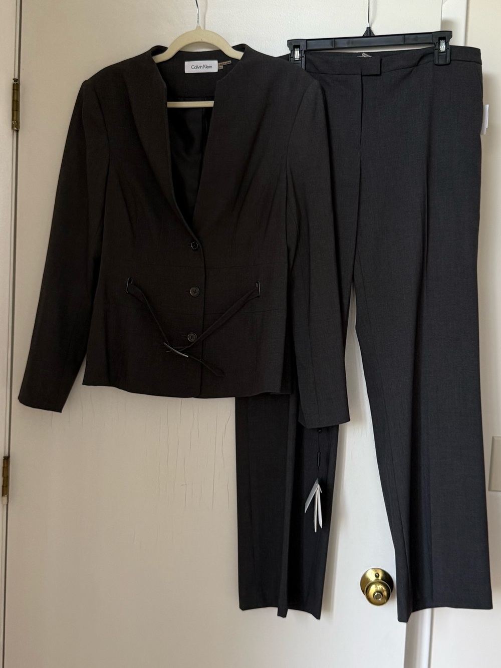 Calvin Klein Women's Dark Gray Two-Piece Suit Jacket & Trousers